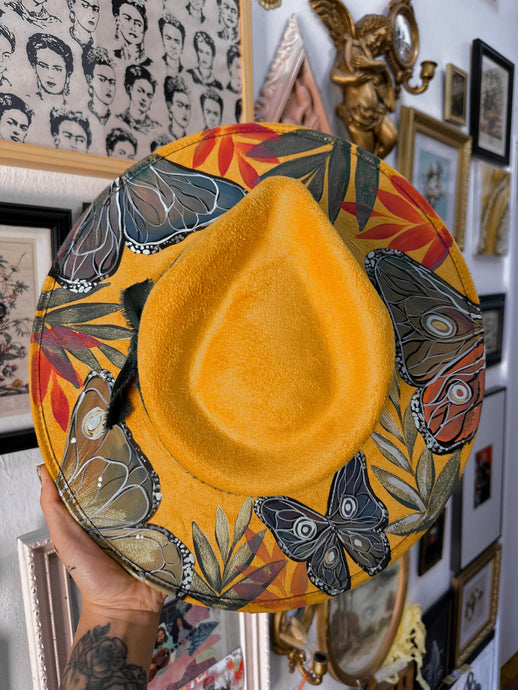 Top and Bottom mustard butterfly hat