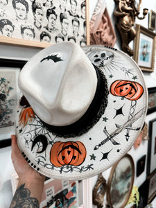 Spooky hat painted top and bottom