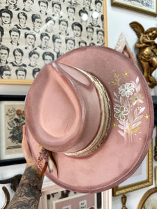 Blush pink white florals outlaw hat