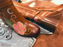 Hand painted tall brown boots size 8