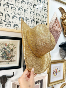 Gold glitter cowgirl hat (top and bottom)