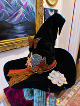 “Copper, black and florals” witch hat