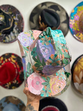 Clear hand painted pastel floral cowgirl hat