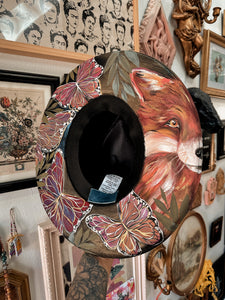 Fox heart shape hat painted top and bottom with beaded hat band