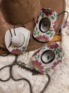 Gray and taupe cowgirl hat ornament/ car charm