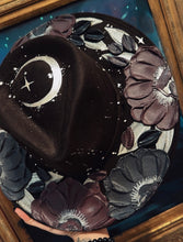 Brown, burgundy and black floral moon hat
