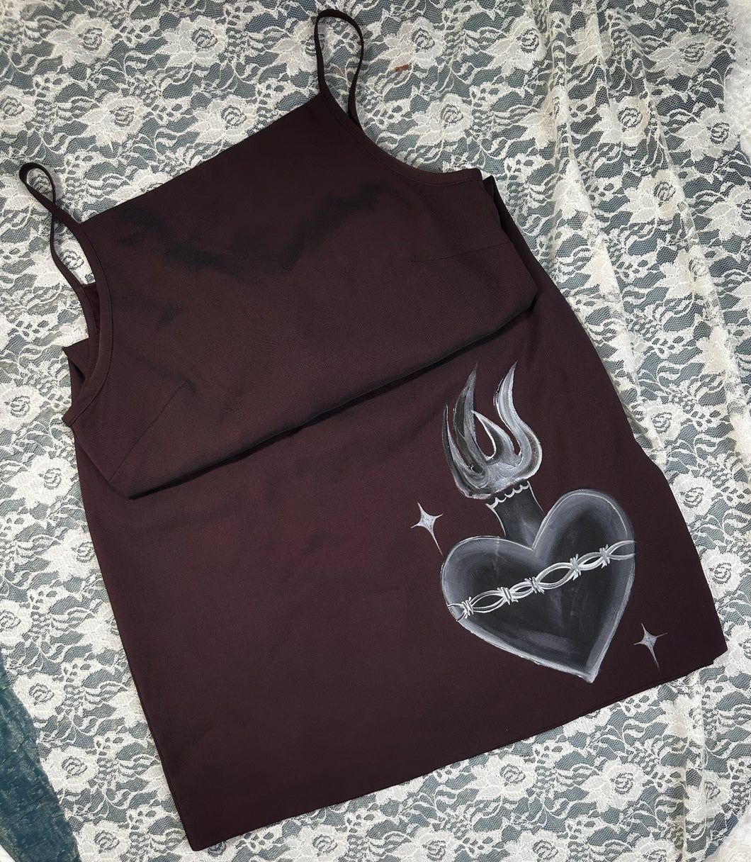 RARE FIND: Hand painted color shifting 90s burgundy and black dress size 8 (fits 6 too)