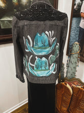 Black beaded, embroidered and painted denim jacket size S (sleeve beaded work too)