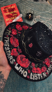 THORNS AND ROSES: sides, top and brim painted