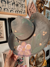 Gray cowgirl hat with pink florals