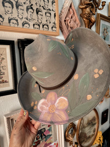 Gray cowgirl hat with pink florals