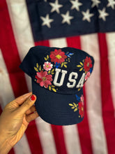 USA red and blue florals baseball cap