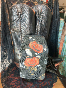 Black hand painted spooky coffin bag