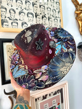 Deep Purple Brown Red Blue 3D skull butterfly spooky hat