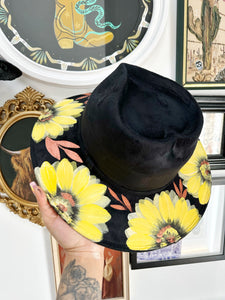 Black hat with sunflowers