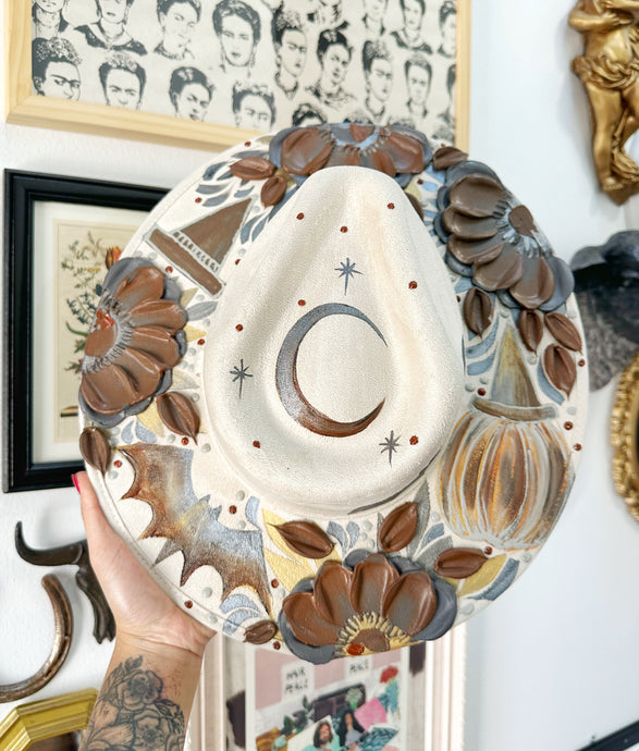 Neutral Brown and Black Spooky Hat