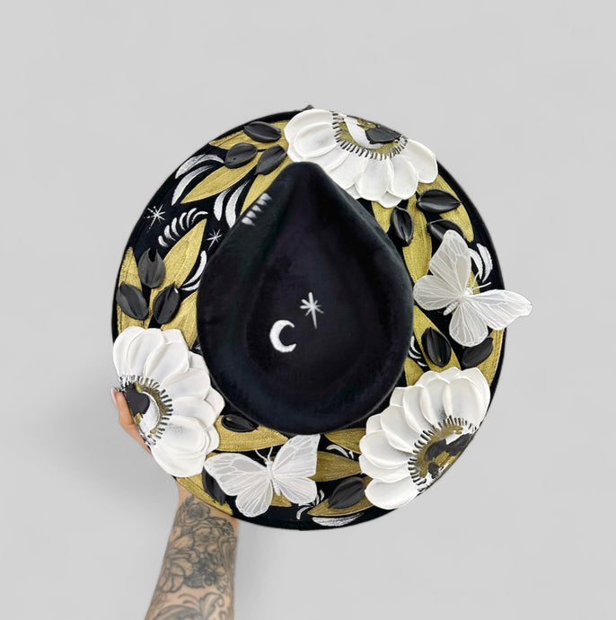 Black and white butterfly hat