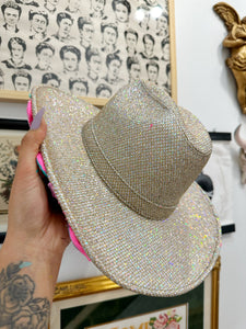 (discounted) holographic, colorful, glitter, cowgirl hat