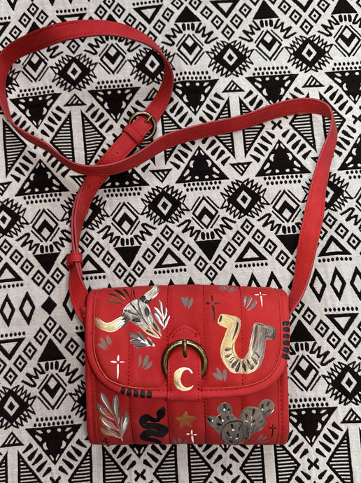 Muted red western Crossbody purse